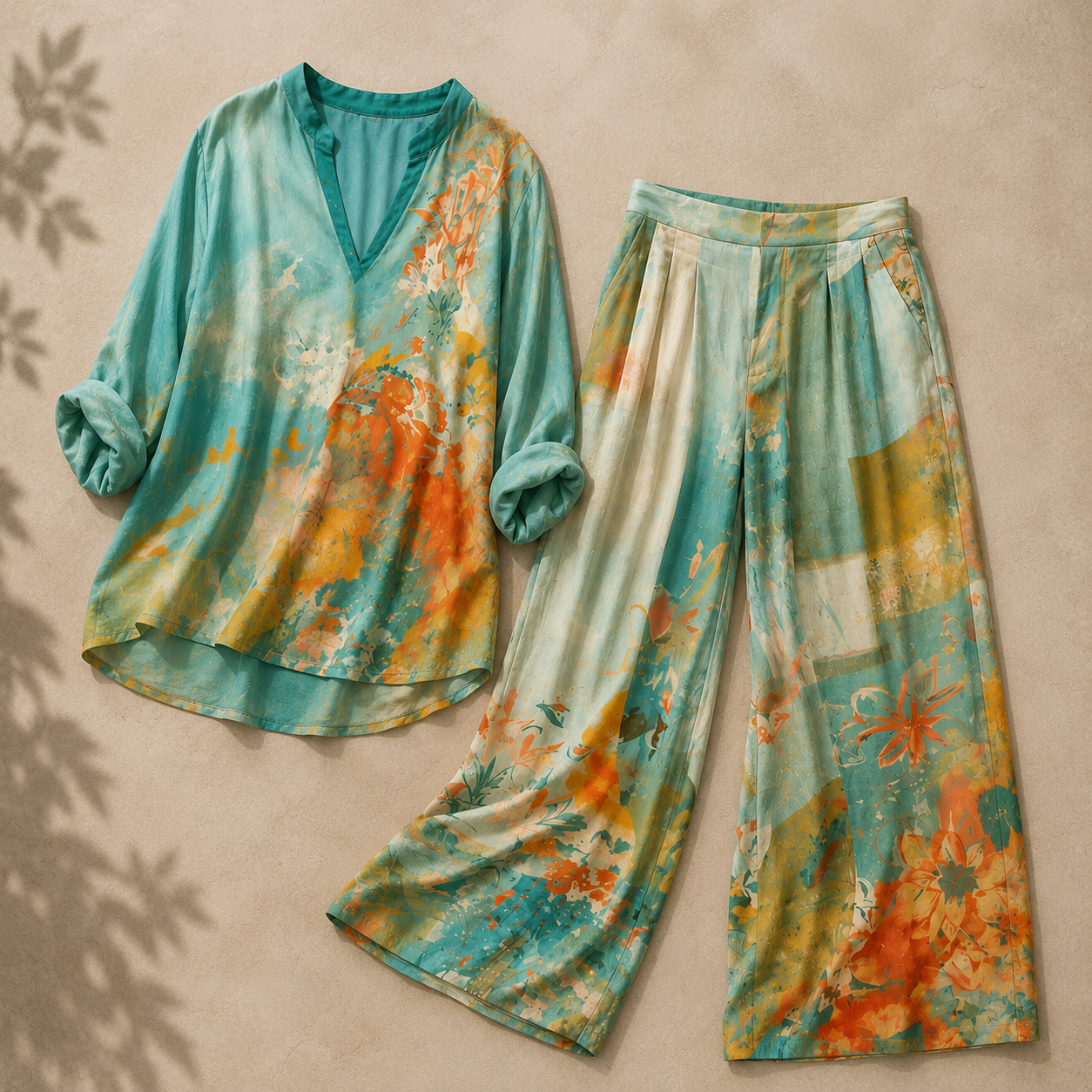 LAVINIA – Set Floreale con Pantalone Ampio