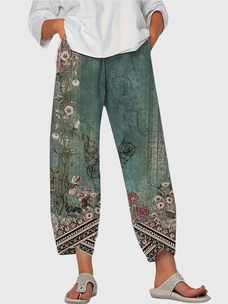 ORNELLA – Pantaloni Capri Floreali