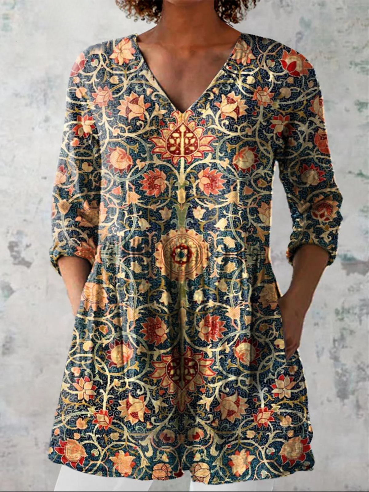 Celine | Blusa lunga con scollo a V