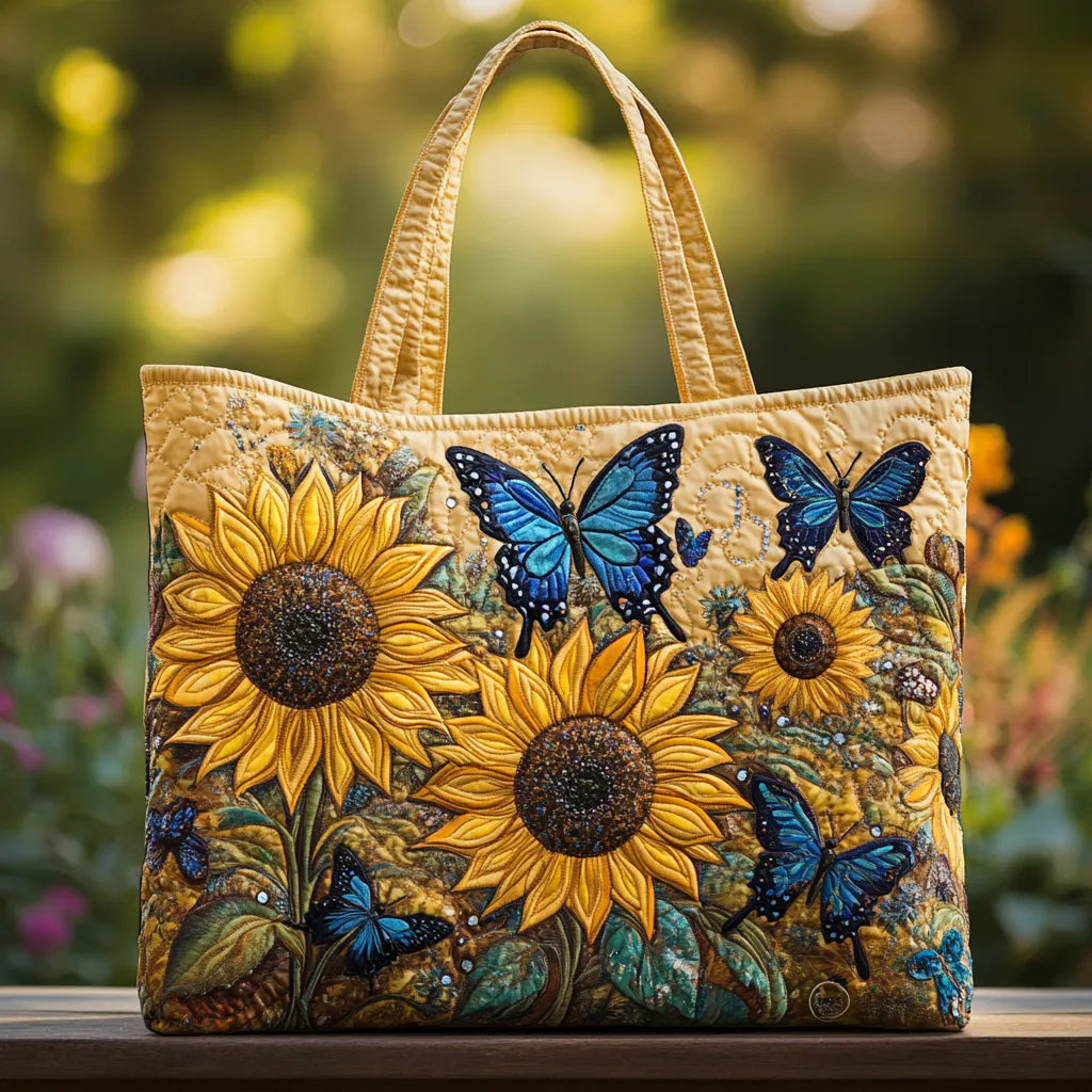 Borsa™ Artigianale Girasoli e Farfalle Blu