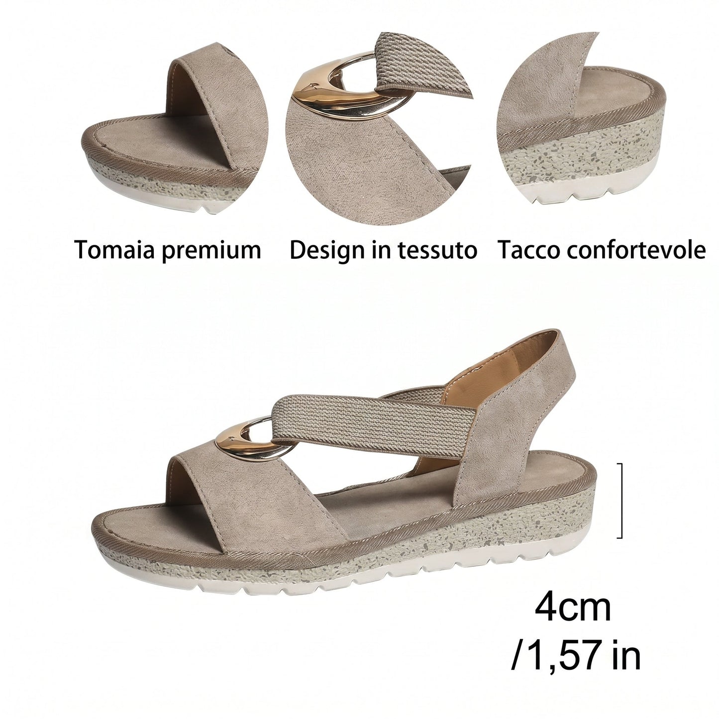 Simone - Sandali Piatti con Fibbia Metallica