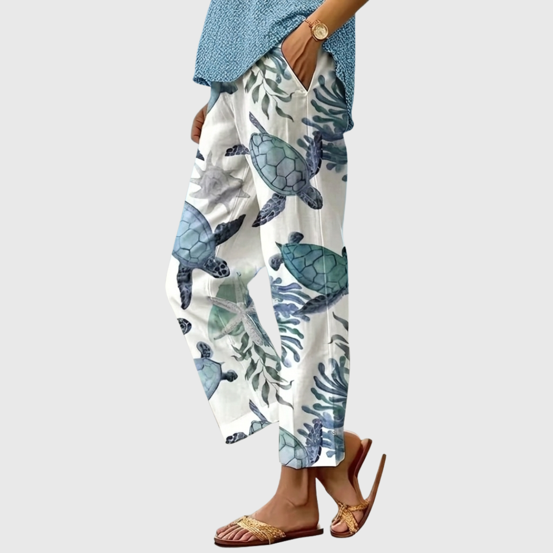 DONATELLA – Pantaloni Stampati a Gamba Dritta