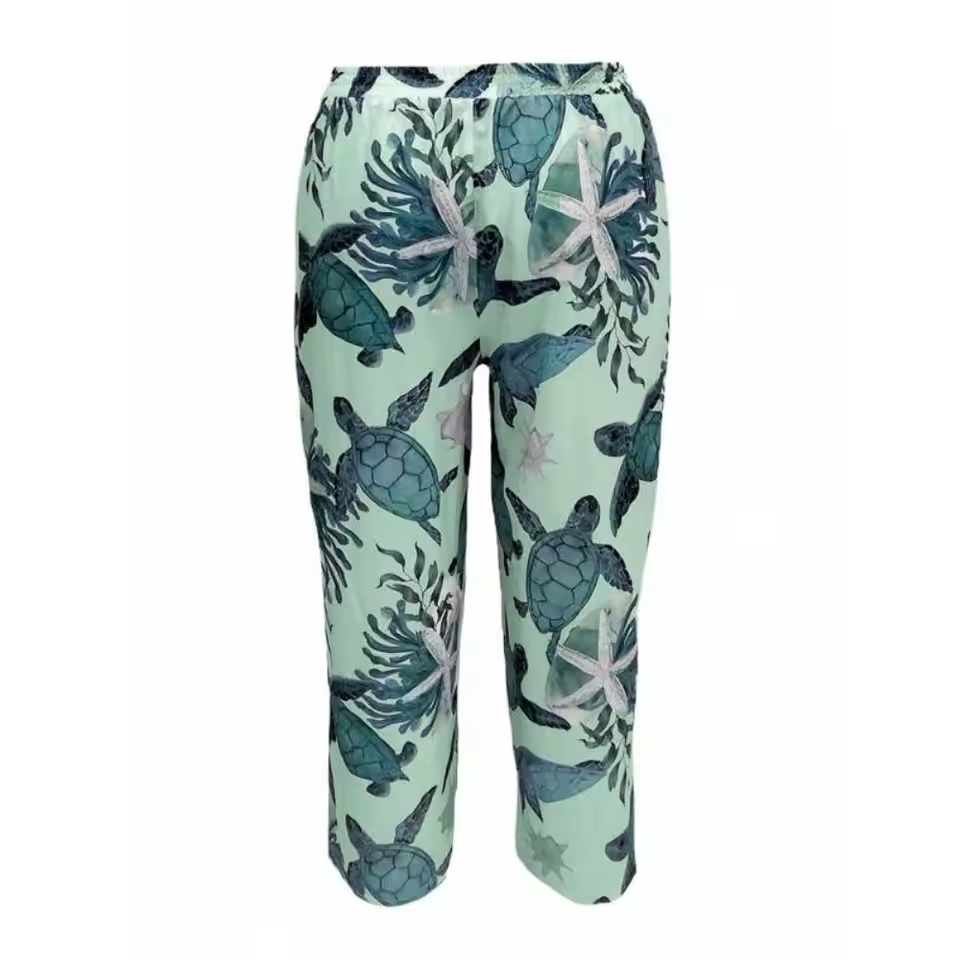 LUCILLA – Pantaloni Stampati a Gamba Dritta con Vita Elasticizzata