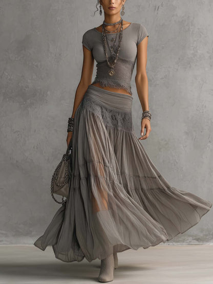 AURORA – Completo in Chiffon e Pizzo