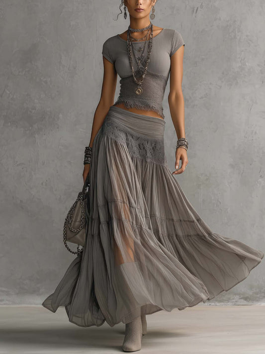 AURORA – Completo in Chiffon e Pizzo