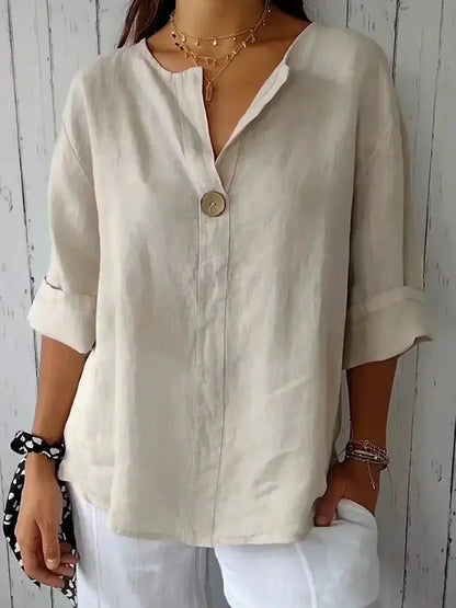 LIVIANA – Blusa in Lino con Scollo a V