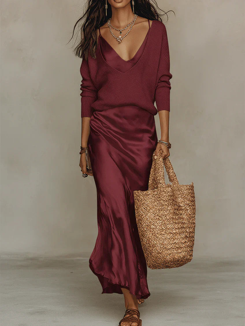 ELENA – Completo Elegante con Gonna Satinata