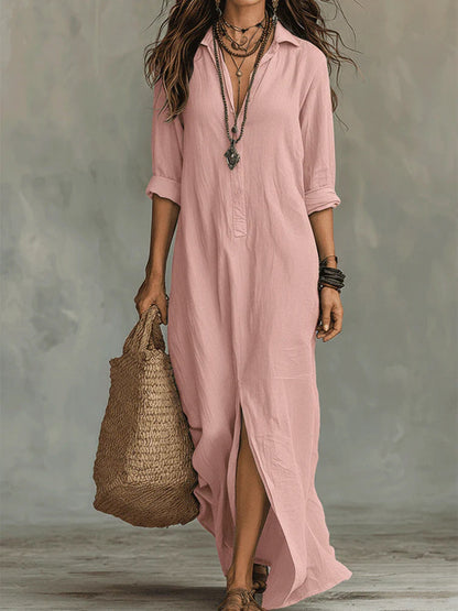 GINEVRA – Abito Maxi Chemisier Elegante