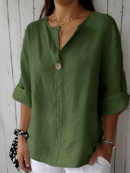 LIVIANA – Blusa in Lino con Scollo a V