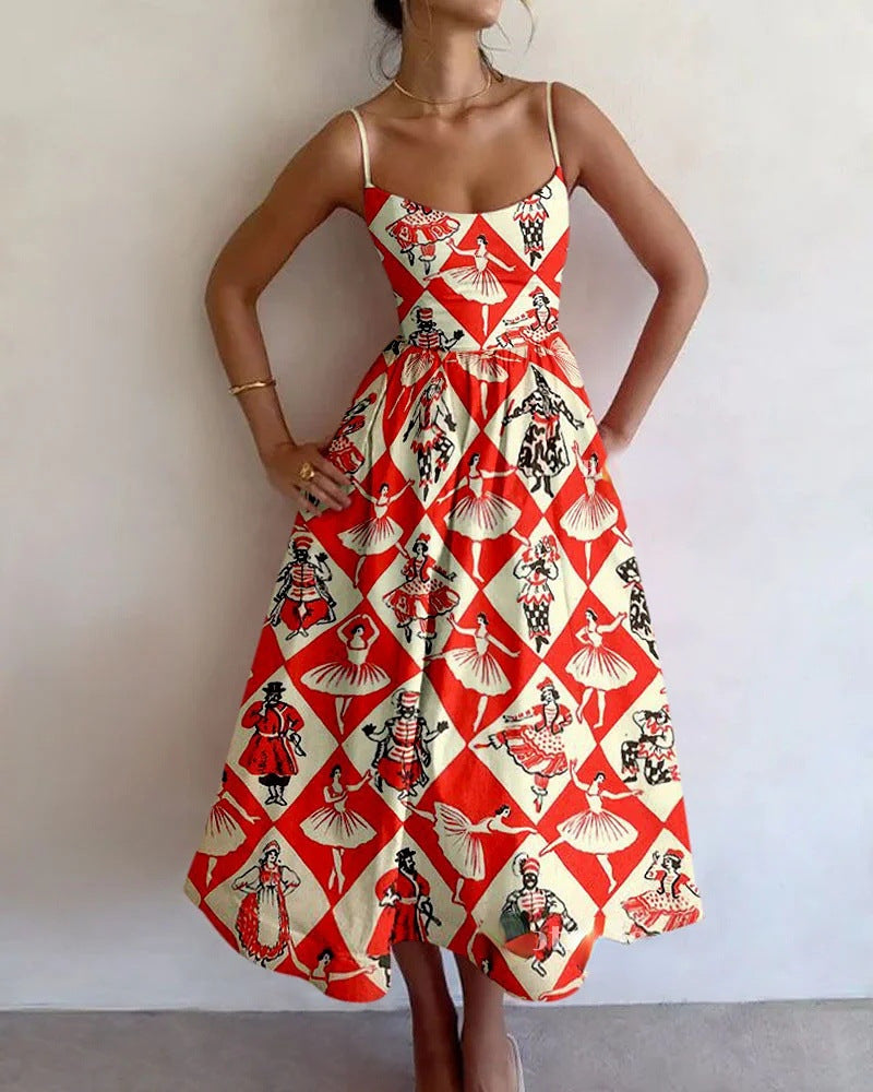 NOEMI – Abito Midi con Stampa Vintage