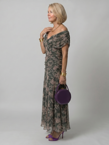 VIOLETTA – Abito Midi Floreale Off-Shoulder