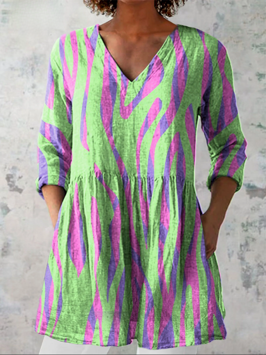LOREDANA – Blusa Lunga Fluida con Scollo a V