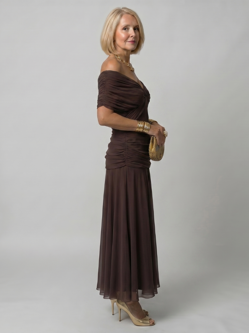 VIOLETTA – Abito Midi Floreale Off-Shoulder