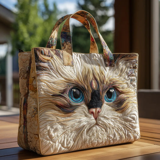 Borsa™ Artigianale Gatto Bianco con Occhi Blu