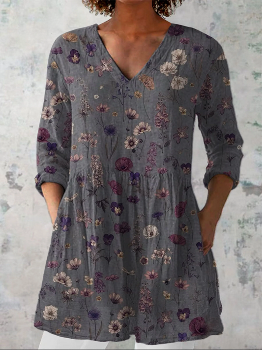 ELETTRA – Blusa Lunga Fluida con Scollo a V