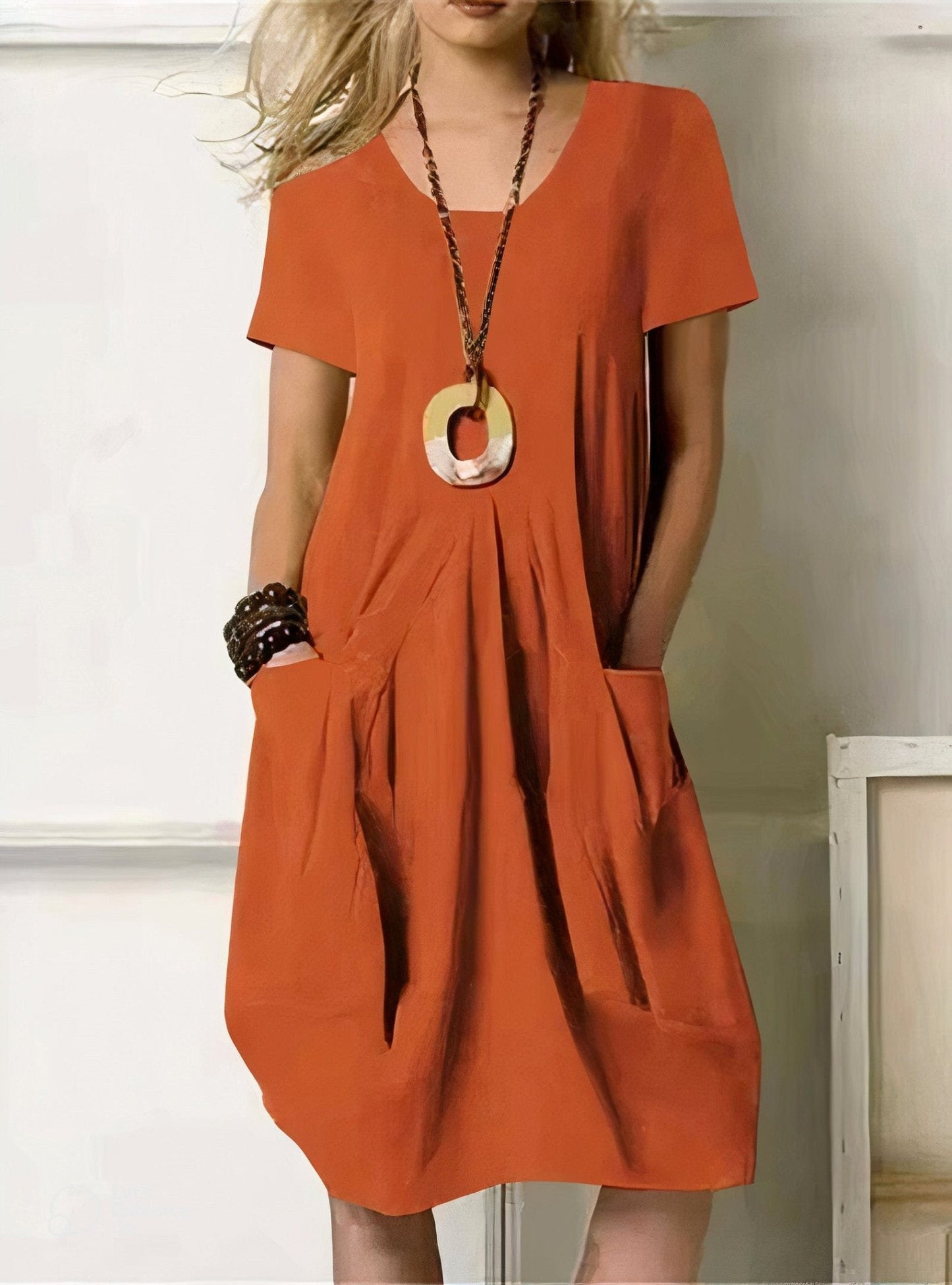 NOEMI – Abito Midi Morbido con Tasche