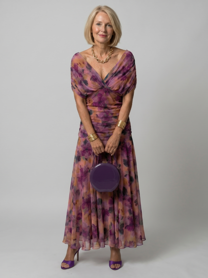 VIOLETTA – Abito Midi Floreale Off-Shoulder