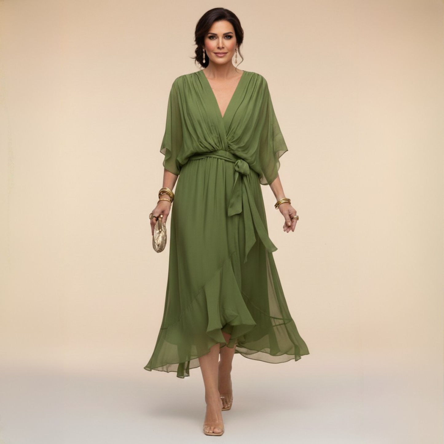 CE - Bella - Flowing V-Neck Silhouette Dress