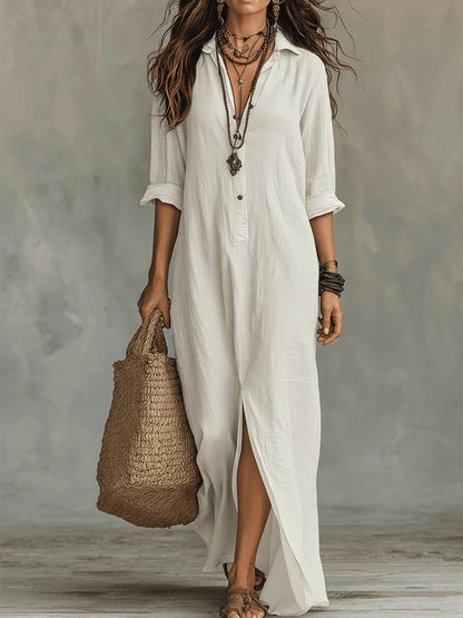 GINEVRA – Abito Maxi Chemisier Elegante