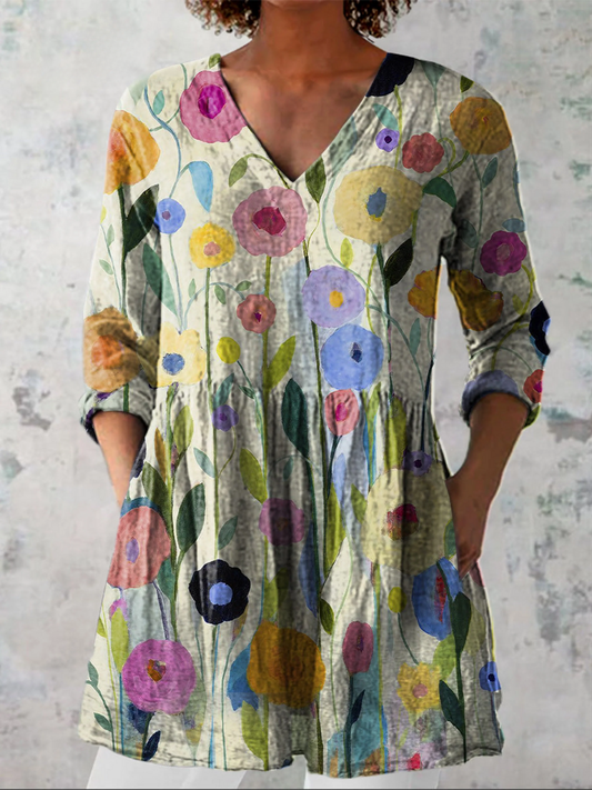 ANTONELLA – Blusa Lunga Fluida con Fantasia Moderna