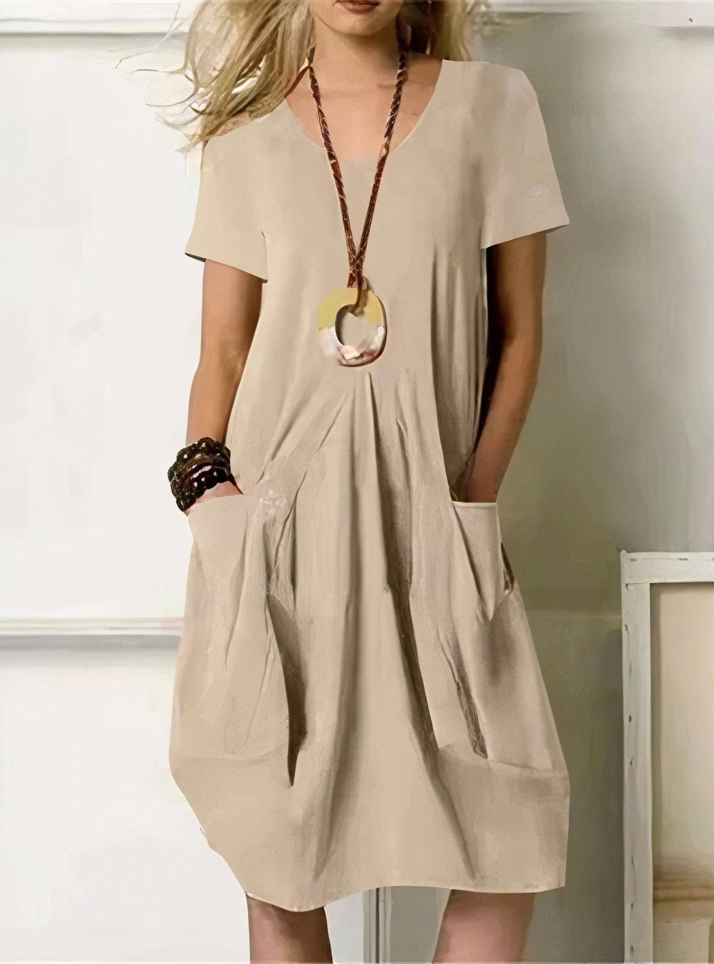 NOEMI – Abito Midi Morbido con Tasche