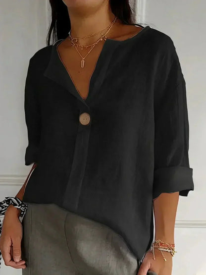 LIVIANA – Blusa in Lino con Scollo a V