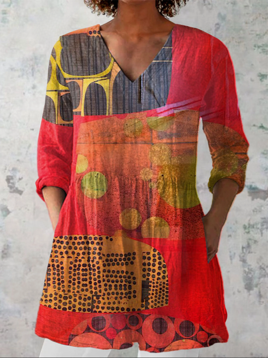BRUNELLA – Blusa Lunga Fluida con Fantasia Raffinata
