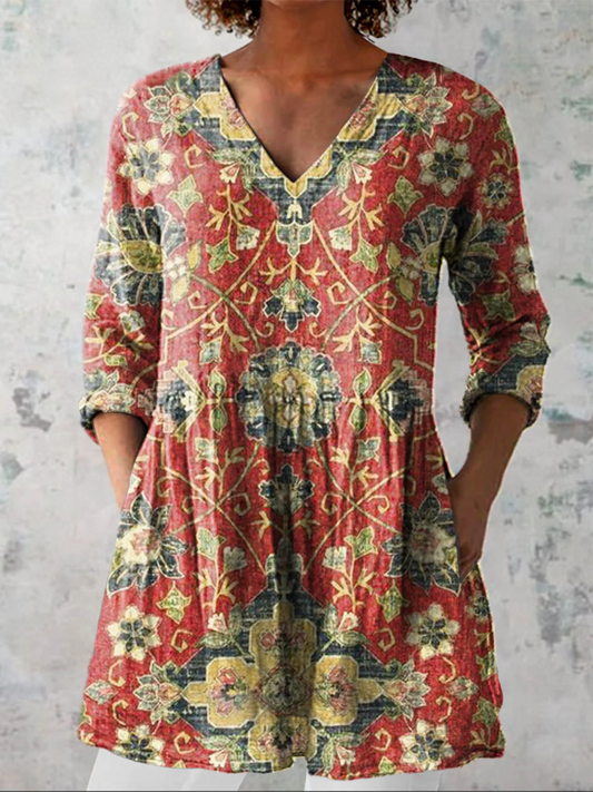 CORINNA – Blusa Lunga Fluida con Fantasia Originale