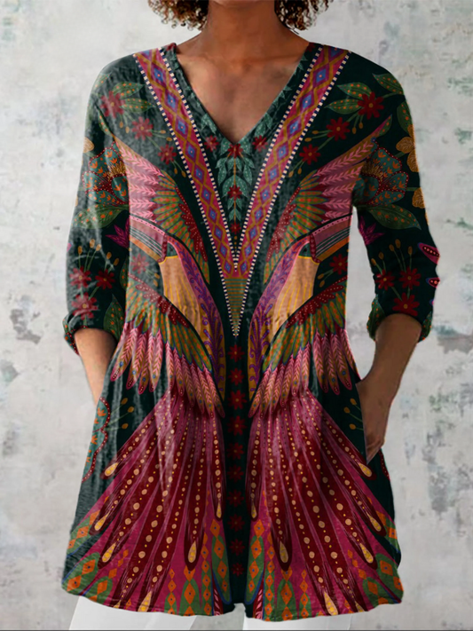 AURORA – Blusa Lunga Fluida con Scollo a V