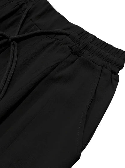 NICHOLS - WIDE LEG LINEN PANTS WITH DRAWSTRING