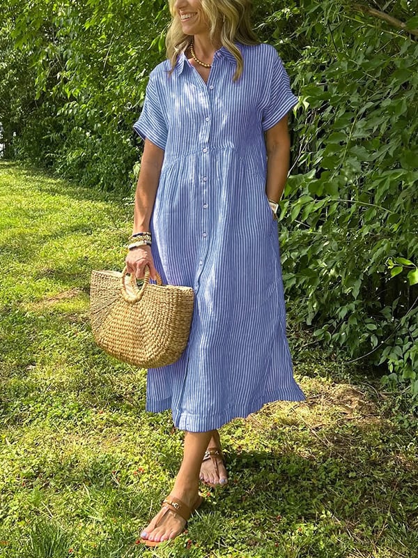 Vanessa - Striped Button-Up Dress