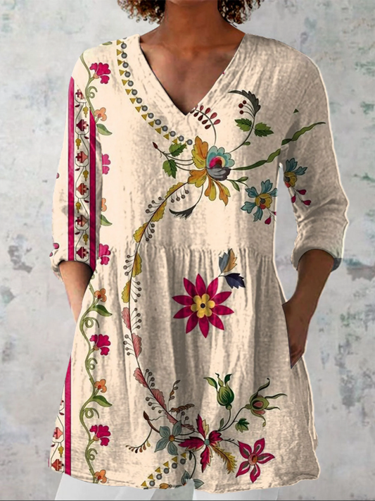 ELVIRA – Blusa Lunga Fluida con Scollo a V