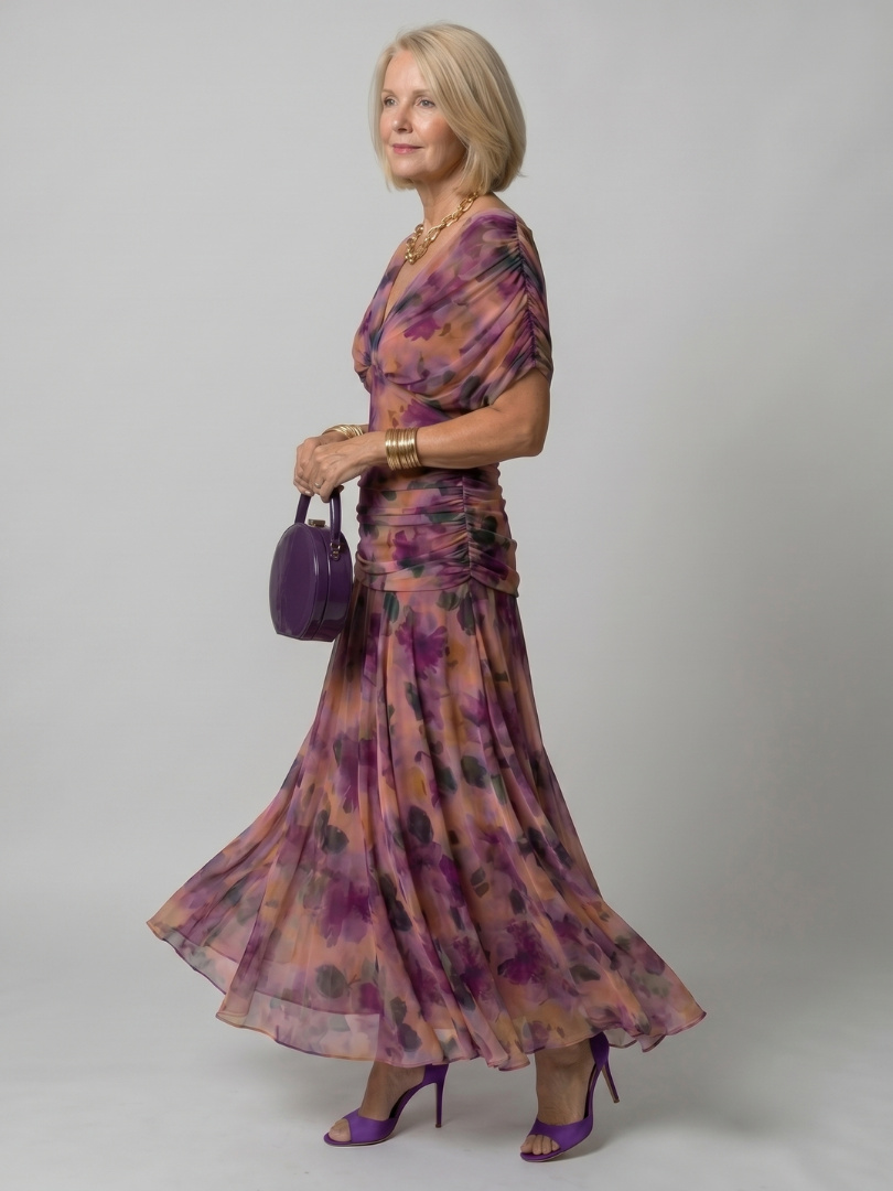 VIOLETTA – Abito Midi Floreale Off-Shoulder