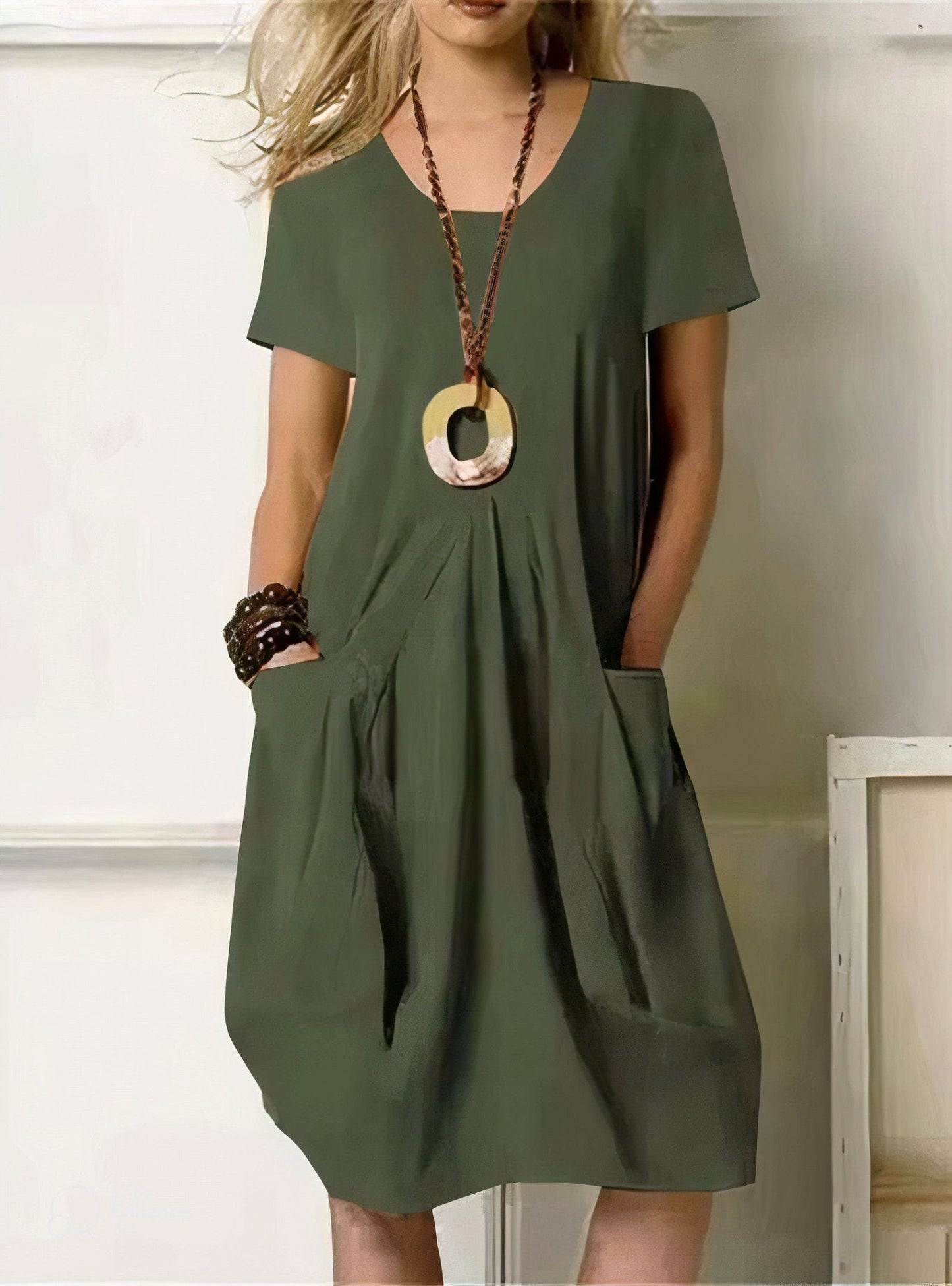 NOEMI – Abito Midi Morbido con Tasche