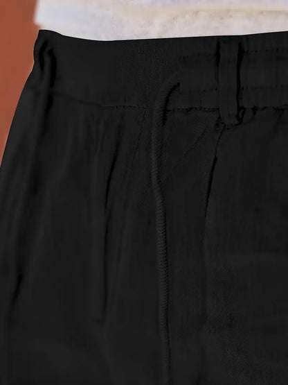 NICHOLS - WIDE LEG LINEN PANTS WITH DRAWSTRING
