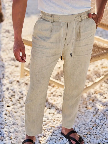 NICHOLS - WIDE LEG LINEN PANTS WITH DRAWSTRING