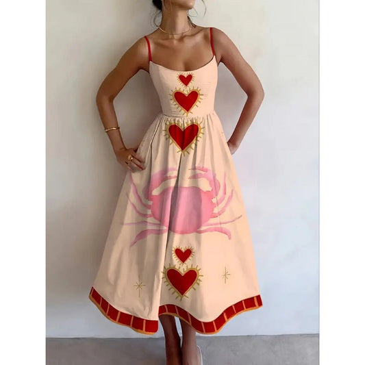 AURORA – Abito Midi con Stampa Elegante