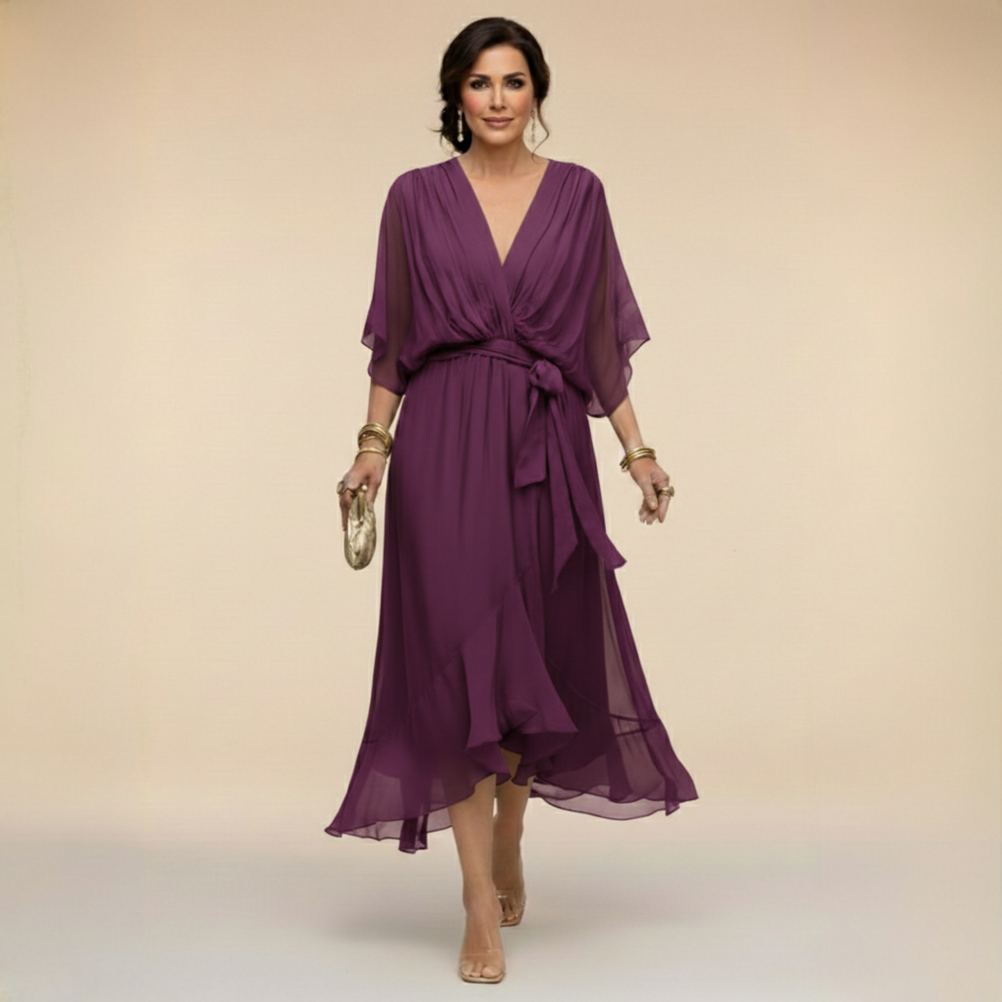 CE - Bella - Flowing V-Neck Silhouette Dress