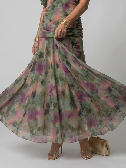VIOLETTA – Abito Midi Floreale Off-Shoulder