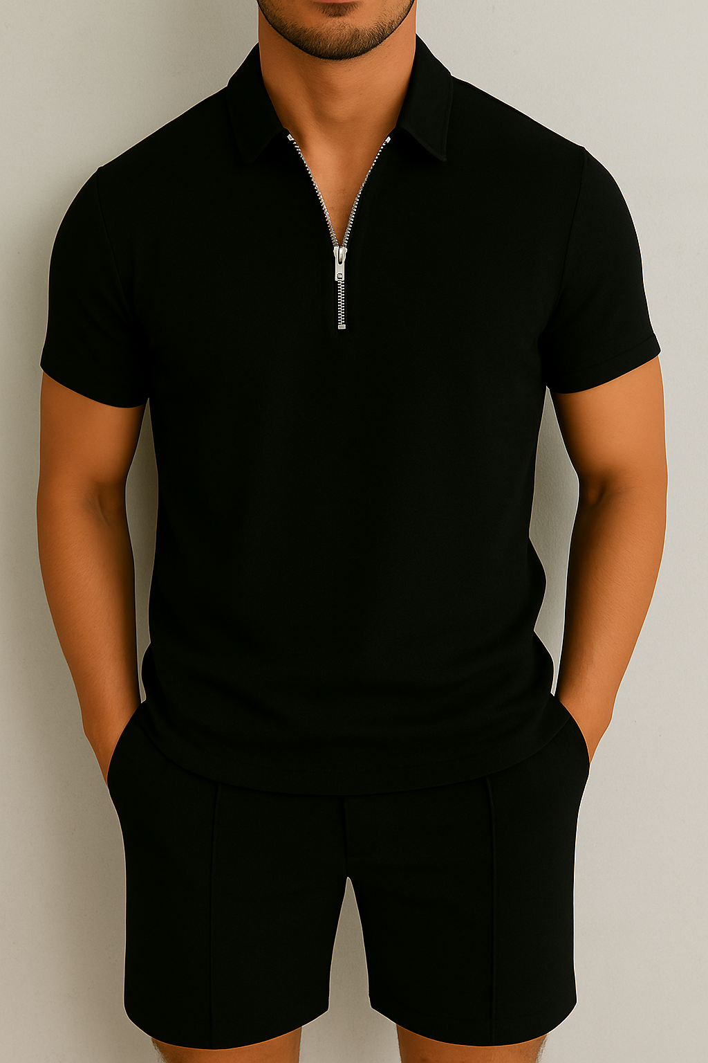 ISAAC - MEN'S ZIP POLO KNIT SET
