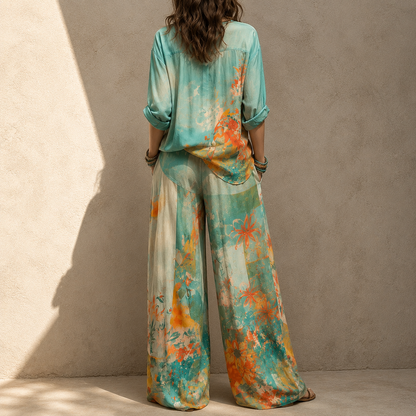 LAVINIA – Set Floreale con Pantalone Ampio