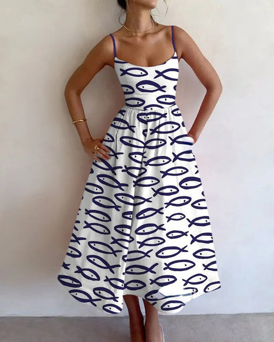 CARLOTTA – Abito Midi con Stampa Artistica