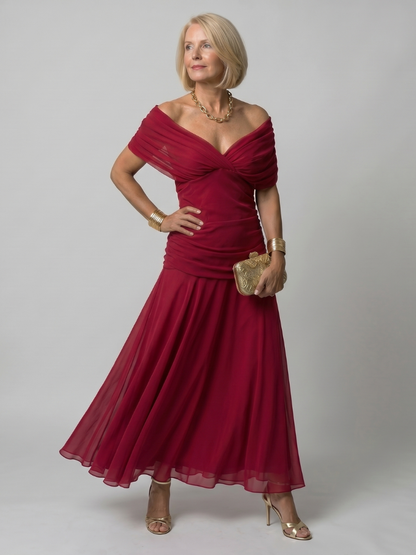 VIOLETTA – Abito Midi Floreale Off-Shoulder