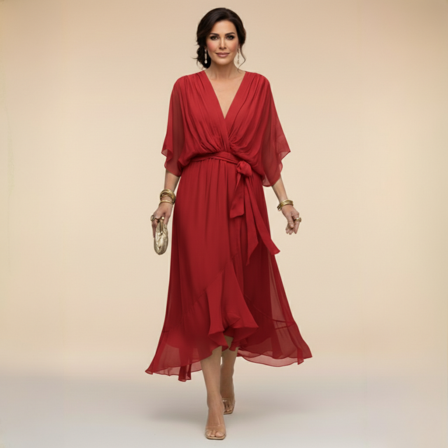 CE - Bella - Flowing V-Neck Silhouette Dress