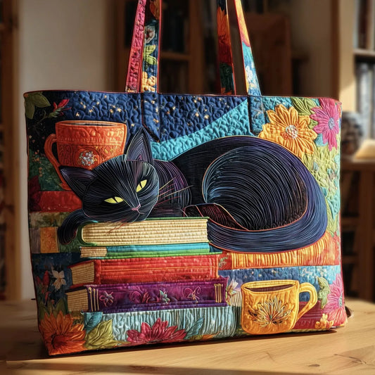Borsa™ Artigianale Chat Noir con Libri e Tazze