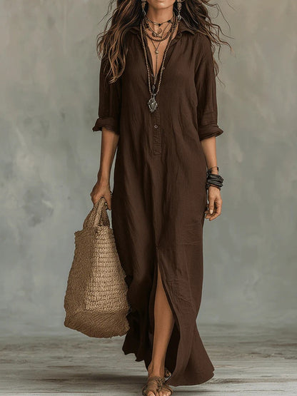 GINEVRA – Abito Maxi Chemisier Elegante