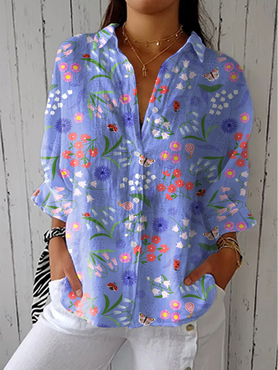 GRAZIELLA – Blusa Floreale con Scollo a V