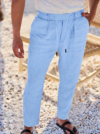 NICHOLS - WIDE LEG LINEN PANTS WITH DRAWSTRING