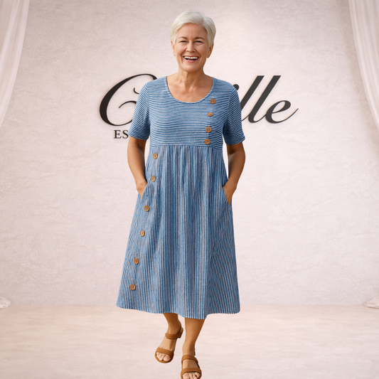 Brienne | Striped Midi Dress – Effortless Comfort, Everyday Confidence