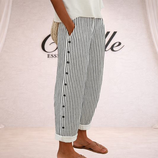 Caitlin | Stylish Striped Button Pants